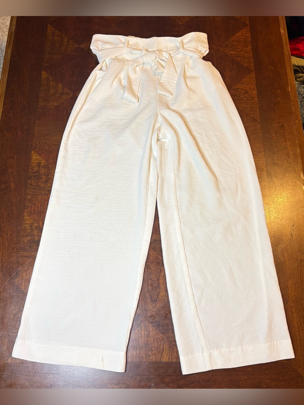 C by one white flowy linen style pants women’s si3 Xs